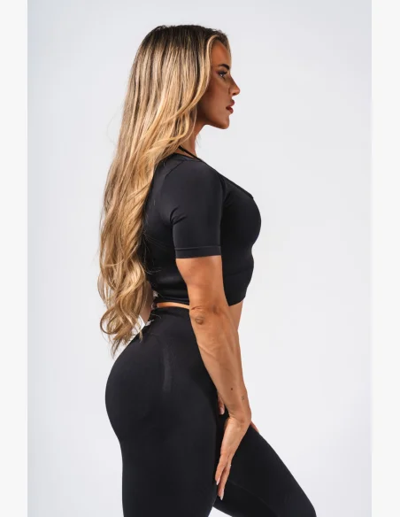 NEBBIA Top crop modellante senza cuciture FLOW SEAMLESS nero