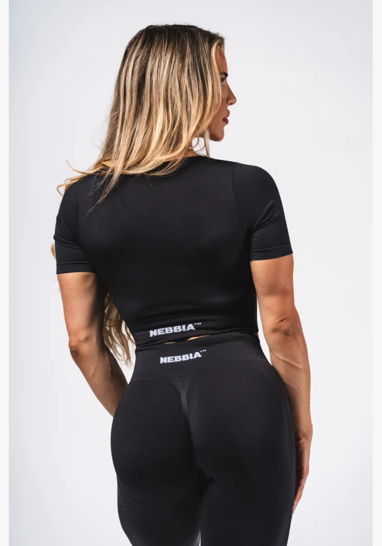NEBBIA Top crop modellante senza cuciture FLOW SEAMLESS nero