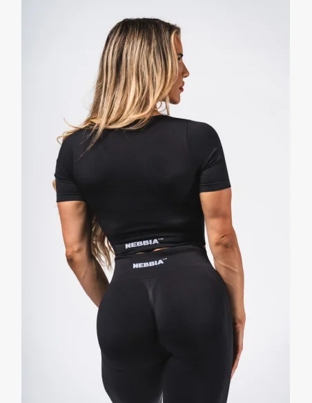 NEBBIA Top crop modellante senza cuciture FLOW SEAMLESS nero