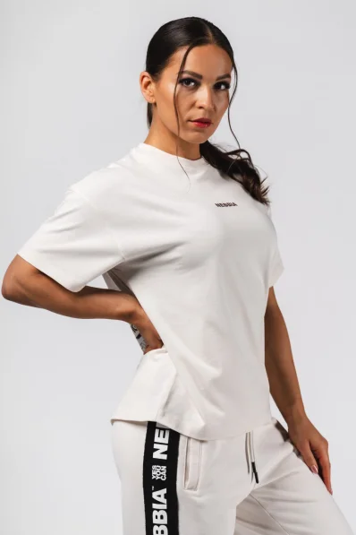 NEBBIA Maglietta oversize RESET crema 2