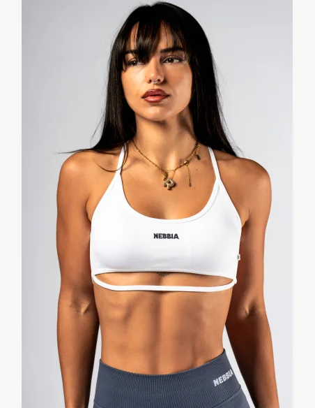 NEBBIA Open-back reggiseno sportivo POWER bianco