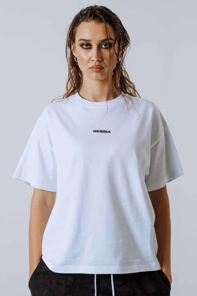 NEBBIA T-shirt POWER bianca a vestibilità rilassata