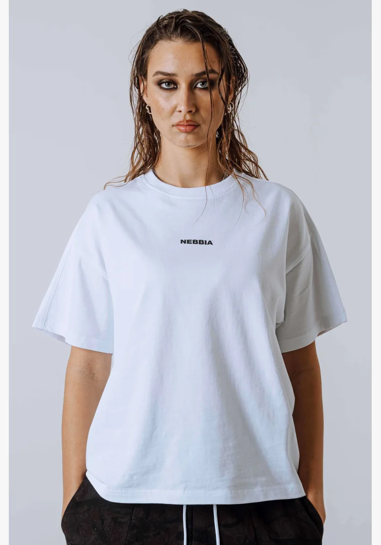 NEBBIA T-shirt POWER bianca a vestibilità rilassata