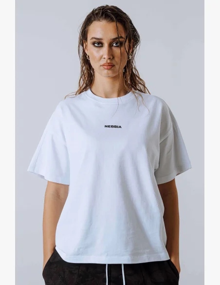 NEBBIA T-shirt POWER bianca a vestibilità rilassata