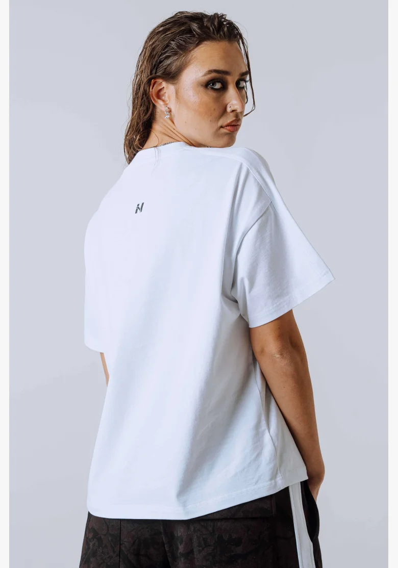 NEBBIA T-shirt POWER bianca a vestibilità rilassata