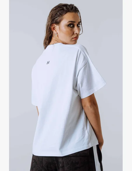 NEBBIA T-shirt POWER bianca a vestibilità rilassata