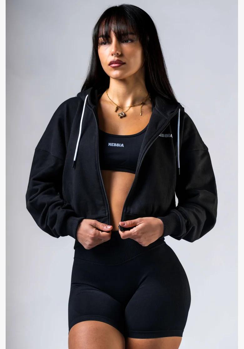 NEBBIA Felpa con zip e cappuccio POWER nera