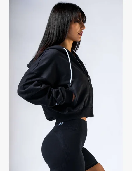 NEBBIA Felpa con zip e cappuccio POWER nera