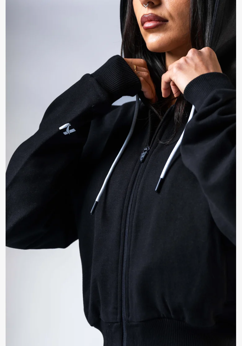 NEBBIA Felpa con zip e cappuccio POWER nera
