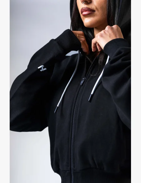 NEBBIA Felpa con zip e cappuccio POWER nera