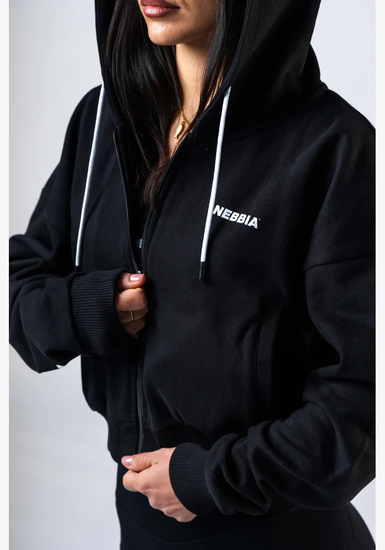 NEBBIA Felpa con zip e cappuccio POWER nera