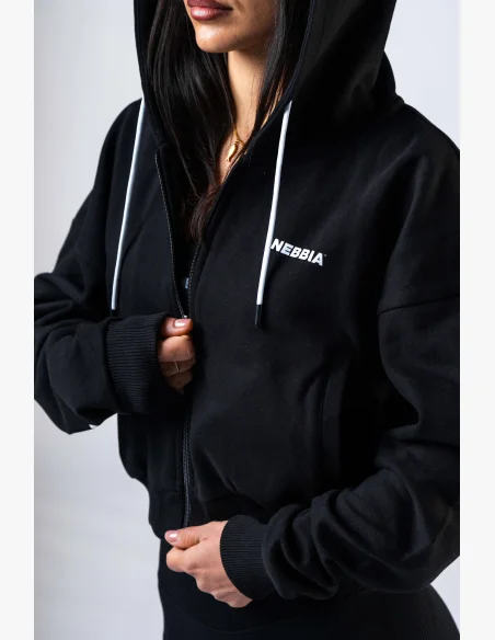 NEBBIA Felpa con zip e cappuccio POWER nera