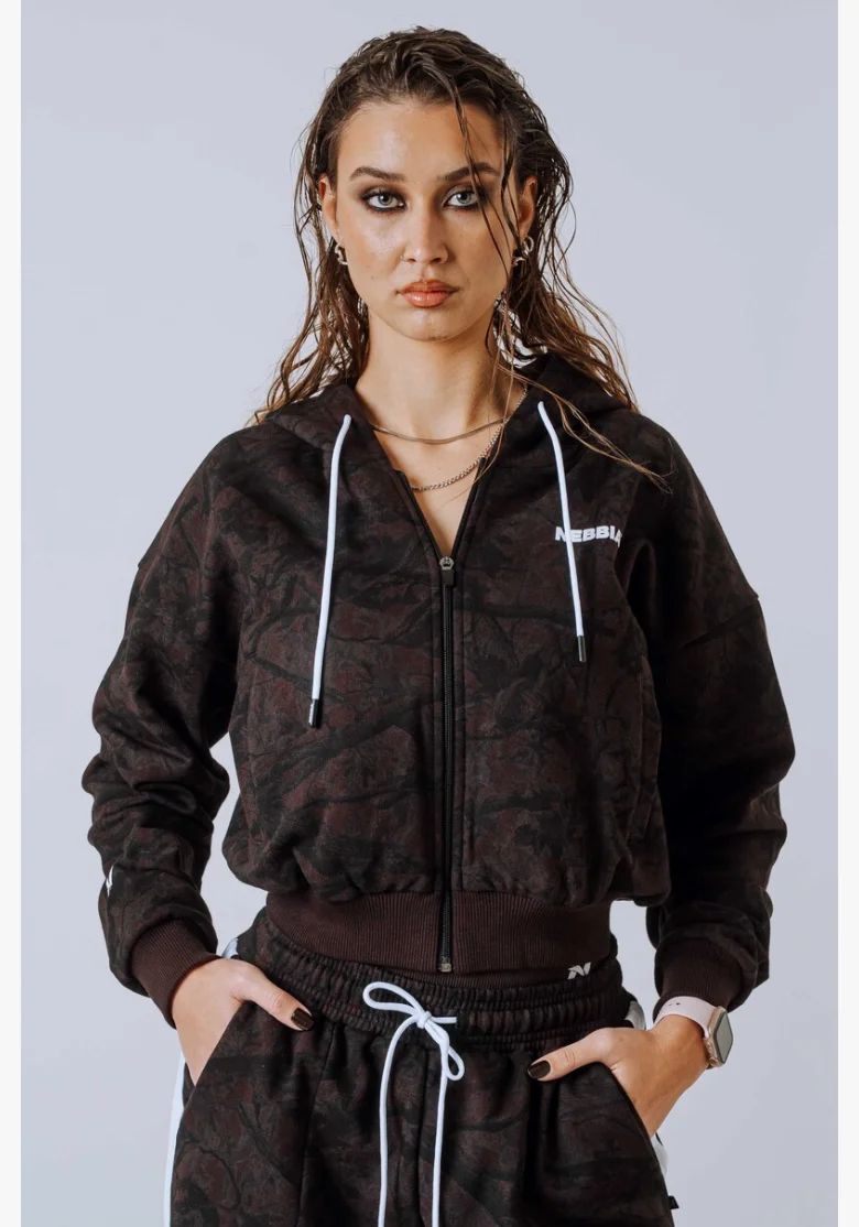 NEBBIA Felpa con zip e cappuccio POWER Camo scura