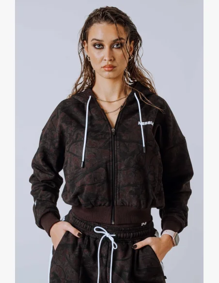 NEBBIA Felpa con zip e cappuccio POWER Camo scura