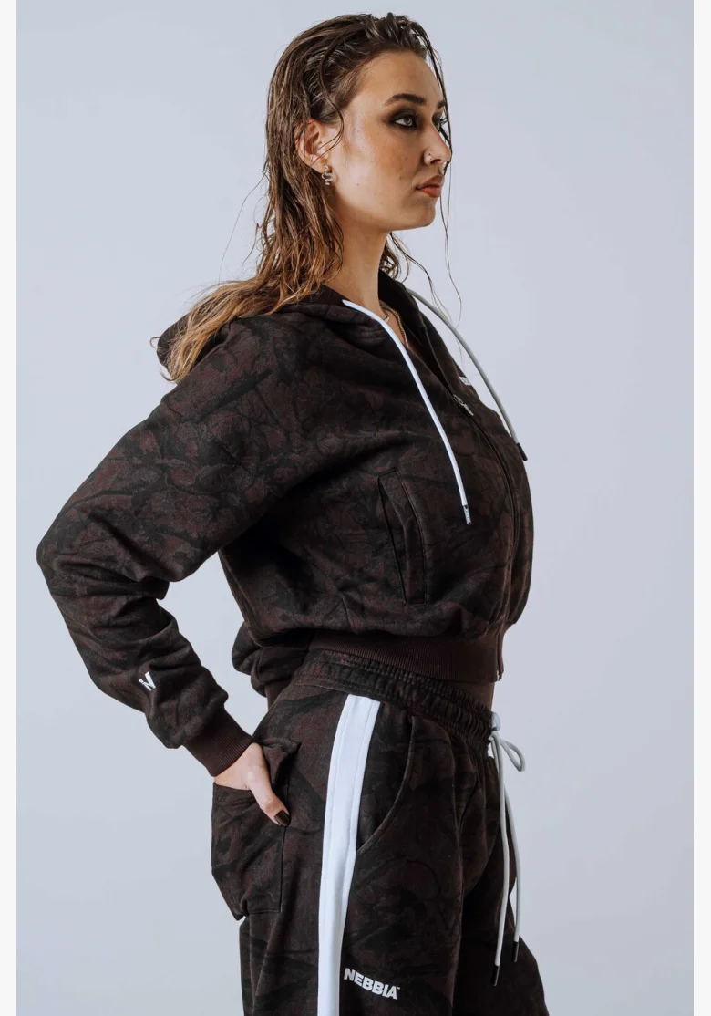 NEBBIA Felpa con zip e cappuccio POWER Camo scura