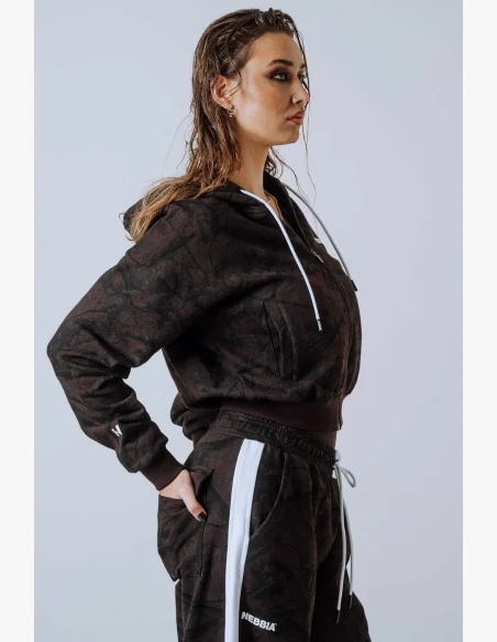 NEBBIA Felpa con zip e cappuccio POWER Camo scura