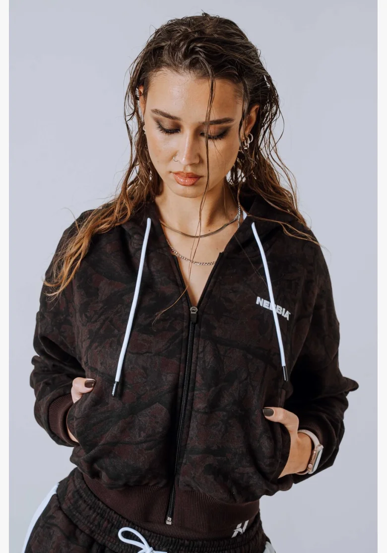 NEBBIA Felpa con zip e cappuccio POWER Camo scura