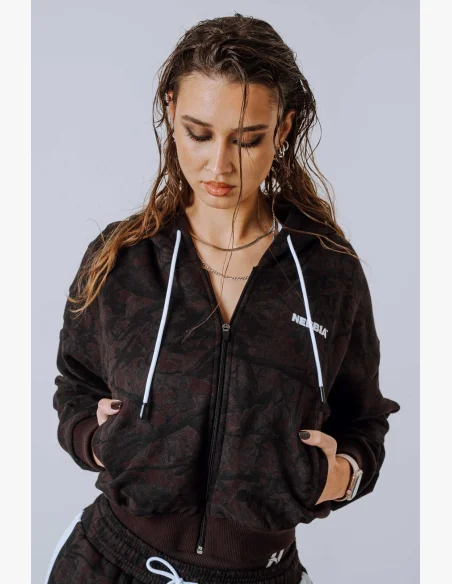 NEBBIA Felpa con zip e cappuccio POWER Camo scura