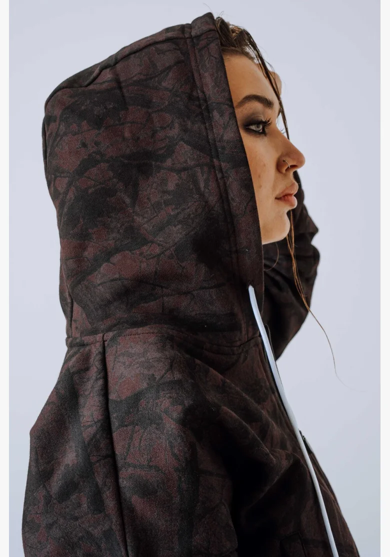 NEBBIA Felpa con zip e cappuccio POWER Camo scura