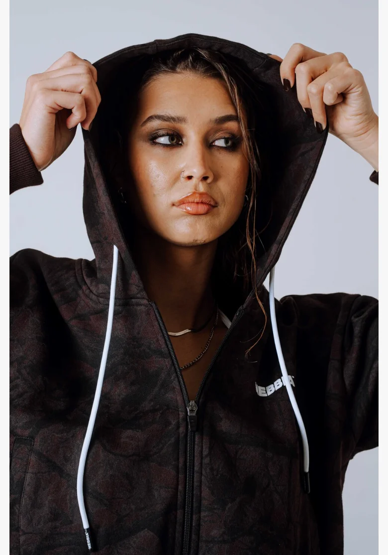 NEBBIA Felpa con zip e cappuccio POWER Camo scura
