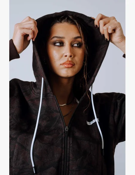 NEBBIA Felpa con zip e cappuccio POWER Camo scura
