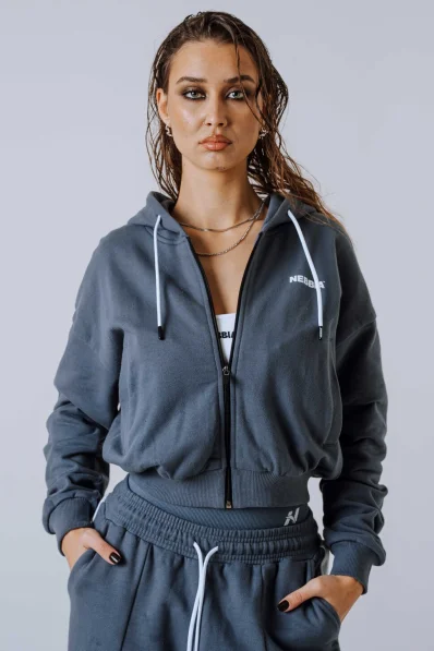 NEBBIA Zip Up con cappuccio POWER grigia