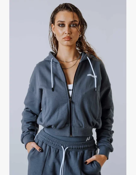 NEBBIA Zip Up con cappuccio POWER grigia