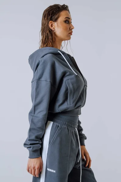 NEBBIA Zip Up con cappuccio POWER grigia 2