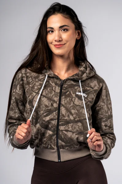 NEBBIA Felpa con cerniera e cappuccio POWER Camo pallida