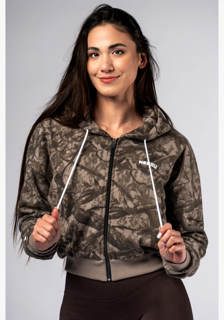 NEBBIA Felpa con cerniera e cappuccio POWER Camo pallida