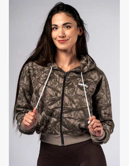 NEBBIA Felpa con cerniera e cappuccio POWER Camo pallida