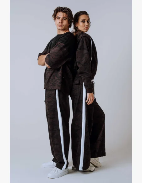 NEBBIA Oversized pantaloni da tuta POWER Camo scuri