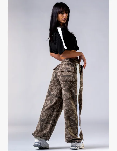 NEBBIA Oversized pantaloni felpati POWER Camo pallido