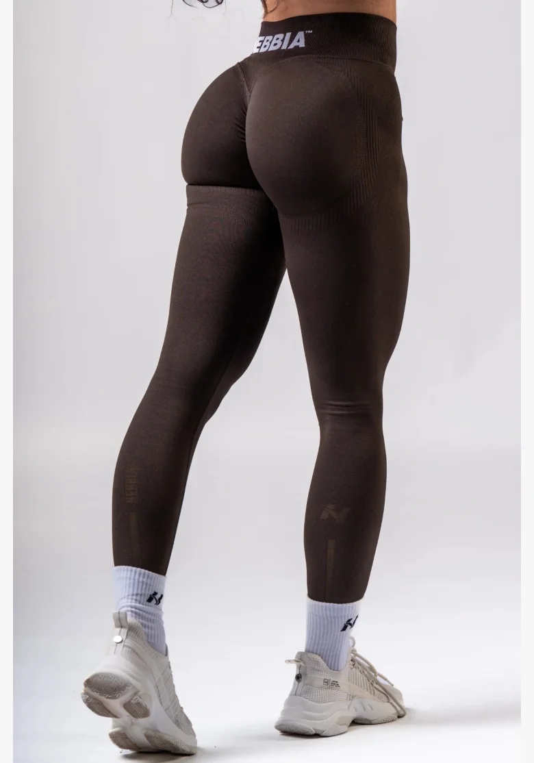 NEBBIA High-waist push-up leggings POWER marroni