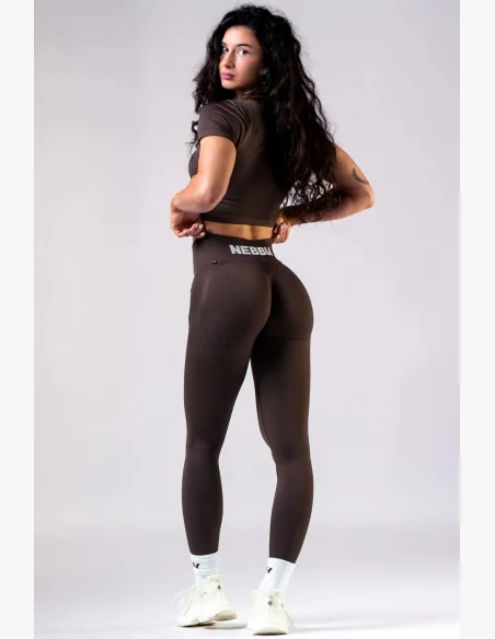 NEBBIA High-waist push-up leggings POWER marroni