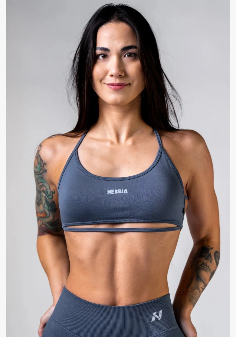 NEBBIA Open-back reggiseno sportivo POWER grigio