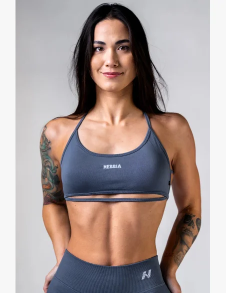 NEBBIA Open-back reggiseno sportivo POWER grigio