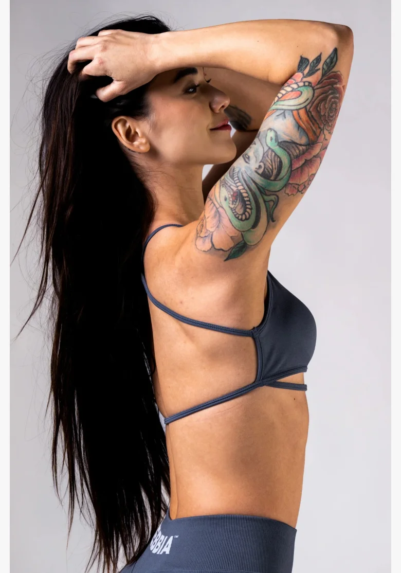 NEBBIA Open-back reggiseno sportivo POWER grigio