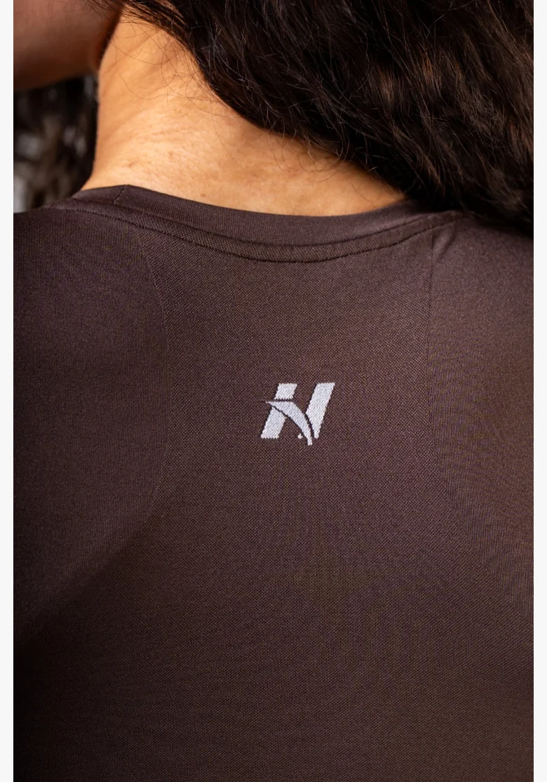 NEBBIA Seamless crop top con maniche corte POWER marrone
