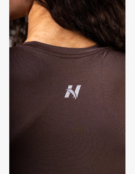 NEBBIA Seamless crop top con maniche corte POWER marrone