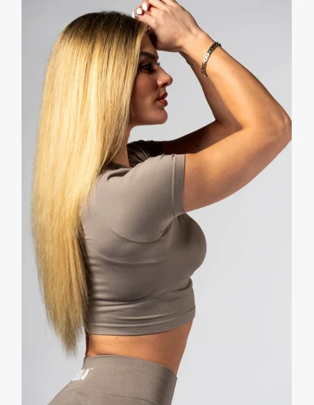 NEBBIA Seamless crop top con manica corta POWER beige