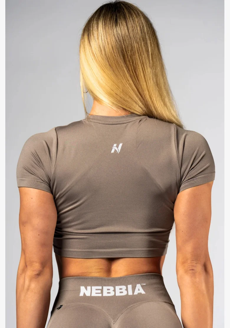 NEBBIA Seamless crop top con manica corta POWER beige