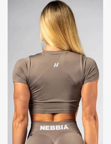 NEBBIA Seamless crop top con manica corta POWER beige