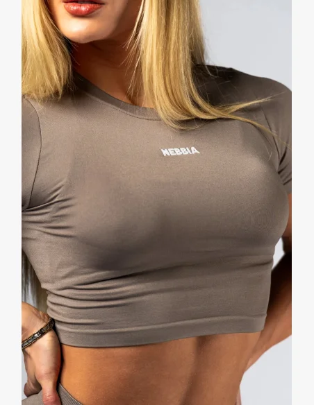 NEBBIA Seamless crop top con manica corta POWER beige