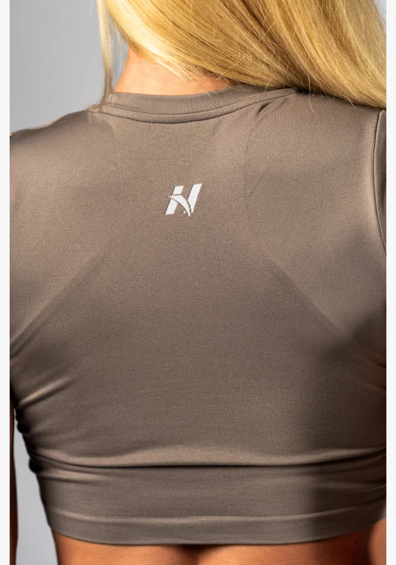 NEBBIA Seamless crop top con manica corta POWER beige
