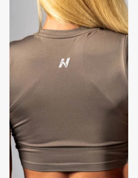 NEBBIA Seamless crop top con manica corta POWER beige