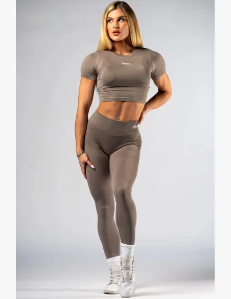 NEBBIA Seamless crop top con manica corta POWER beige