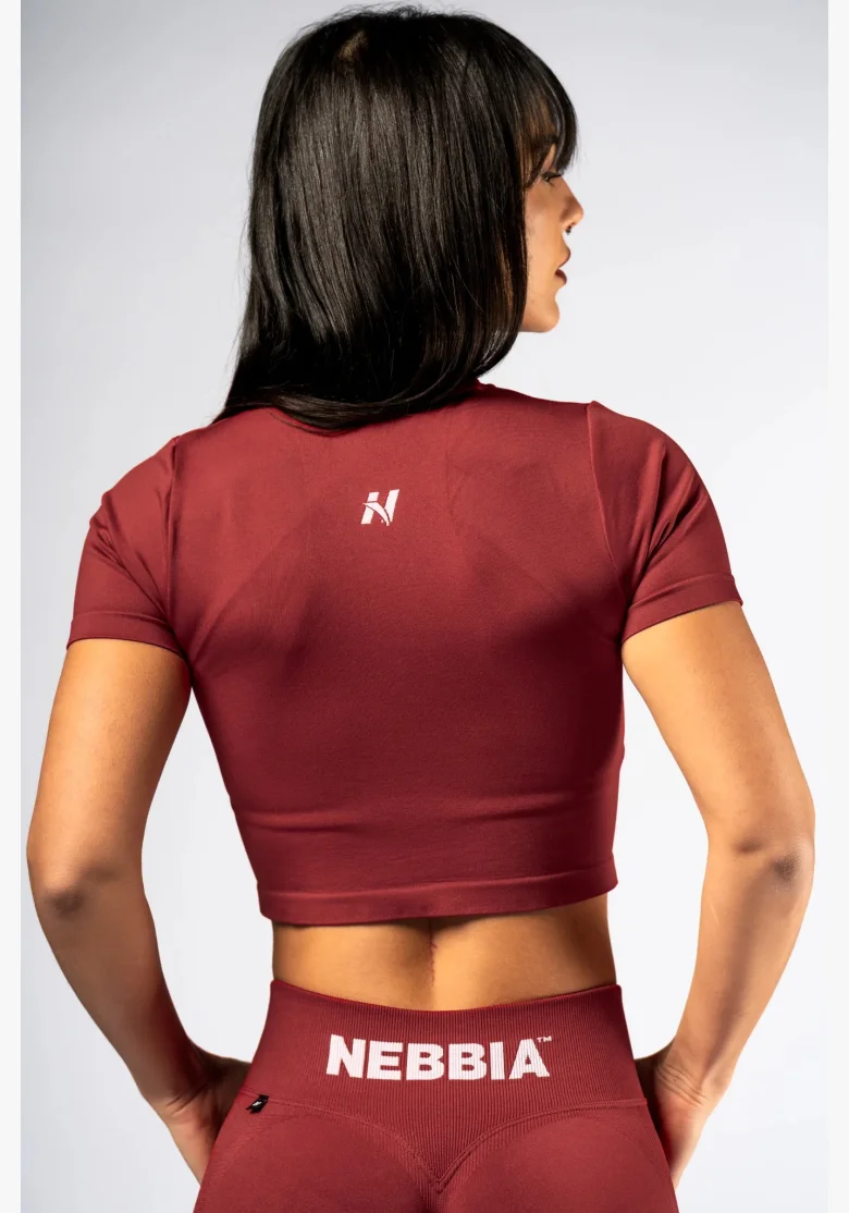 NEBBIA Seamless crop top con maniche corte POWER rosso