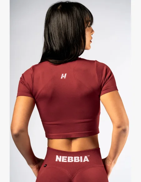 NEBBIA Seamless crop top con maniche corte POWER rosso