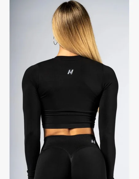 NEBBIA Seamless crop top con manica lunga POWER nero